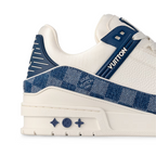 Trainer Smooth Sneaker – this edition of the Trainer sneaker pairs Damier denim with smooth calf leather – LUX VERSE Luxury Designer Fashion Outlet