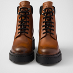 Leather and Re-Nylon booties – leather lining Hot-stamped logo Polyester laces Boot leg: 14 cm Monoblock rubber – LUX VERSE Luxury Designer Fashion Outlet
