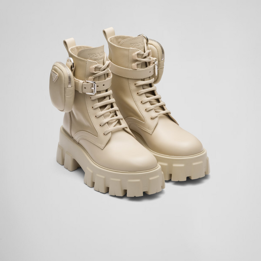 Monolith leather and Re-Nylon boots with pouch - LUX VERSE - Luxury designer fashion outlet