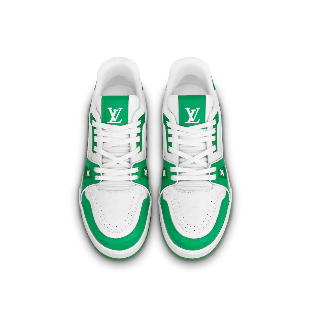 Louis Vuitton Trainer Iconic Sneaker – this version of the Trainer sneaker combines Monogram leather with calfskin embossed – LUX VERSE Luxury Designer Fashion Outlet
