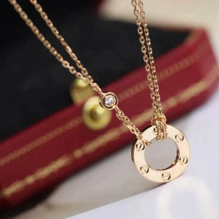 Love Necklace Adjustable Rose Gold 2 Diamond – LUX VERSE Luxury Designer Fashion Outlet