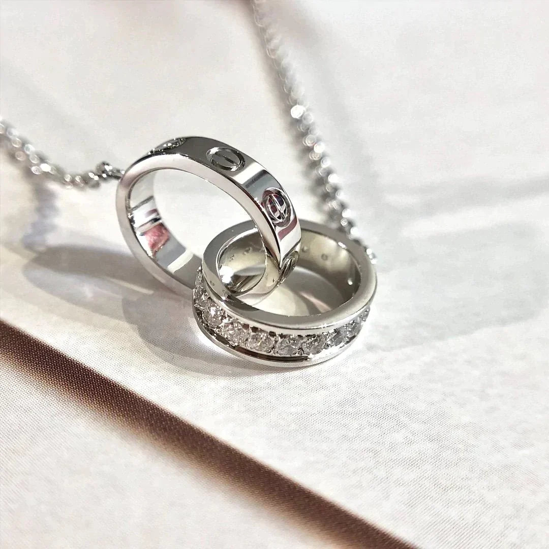 Love Necklace Rose Gold and Silver Diamond – LUX VERSE Luxury Designer Fashion Outlet
