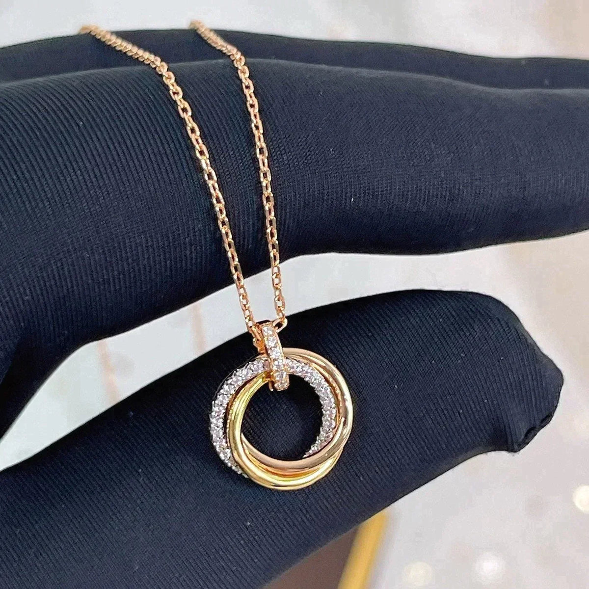 Trinity Necklace Silver Gold Rose Gold Diamonds – LUX VERSE Luxury Designer Fashion Outlet