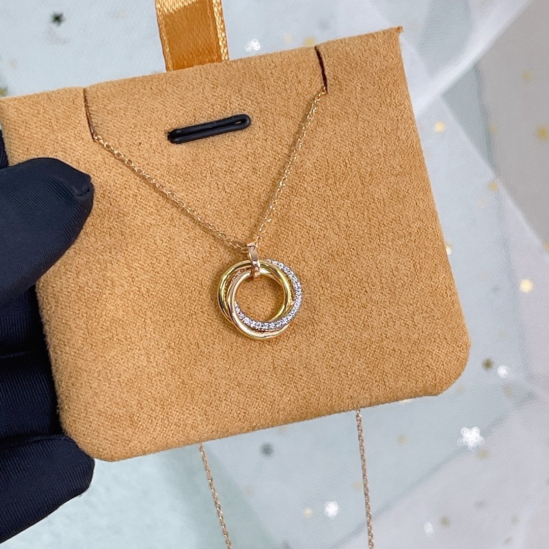 Trinity Necklace Silver Gold Rose Gold Diamonds – LUX VERSE Luxury Designer Fashion Outlet