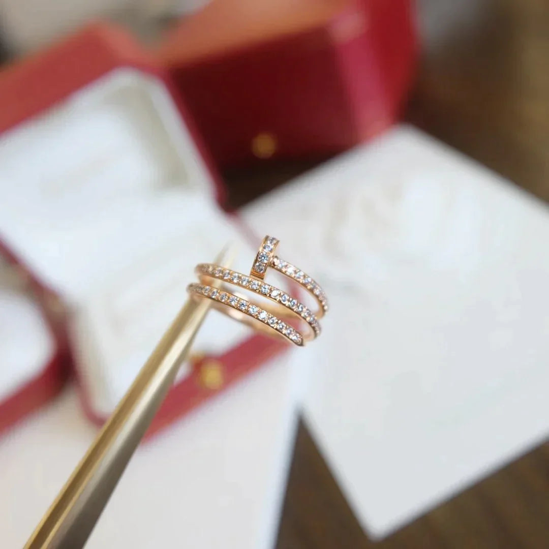 Juste Ring 1.8mm Rose Gold Double Row Diamonds – LUX VERSE Luxury Designer Fashion Outlet