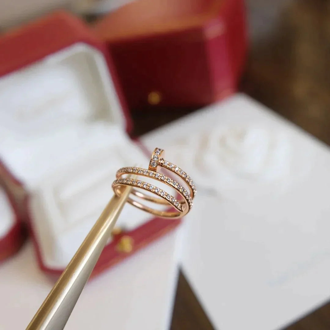 Juste Ring 1.8mm Rose Gold Double Row Diamonds – LUX VERSE Luxury Designer Fashion Outlet