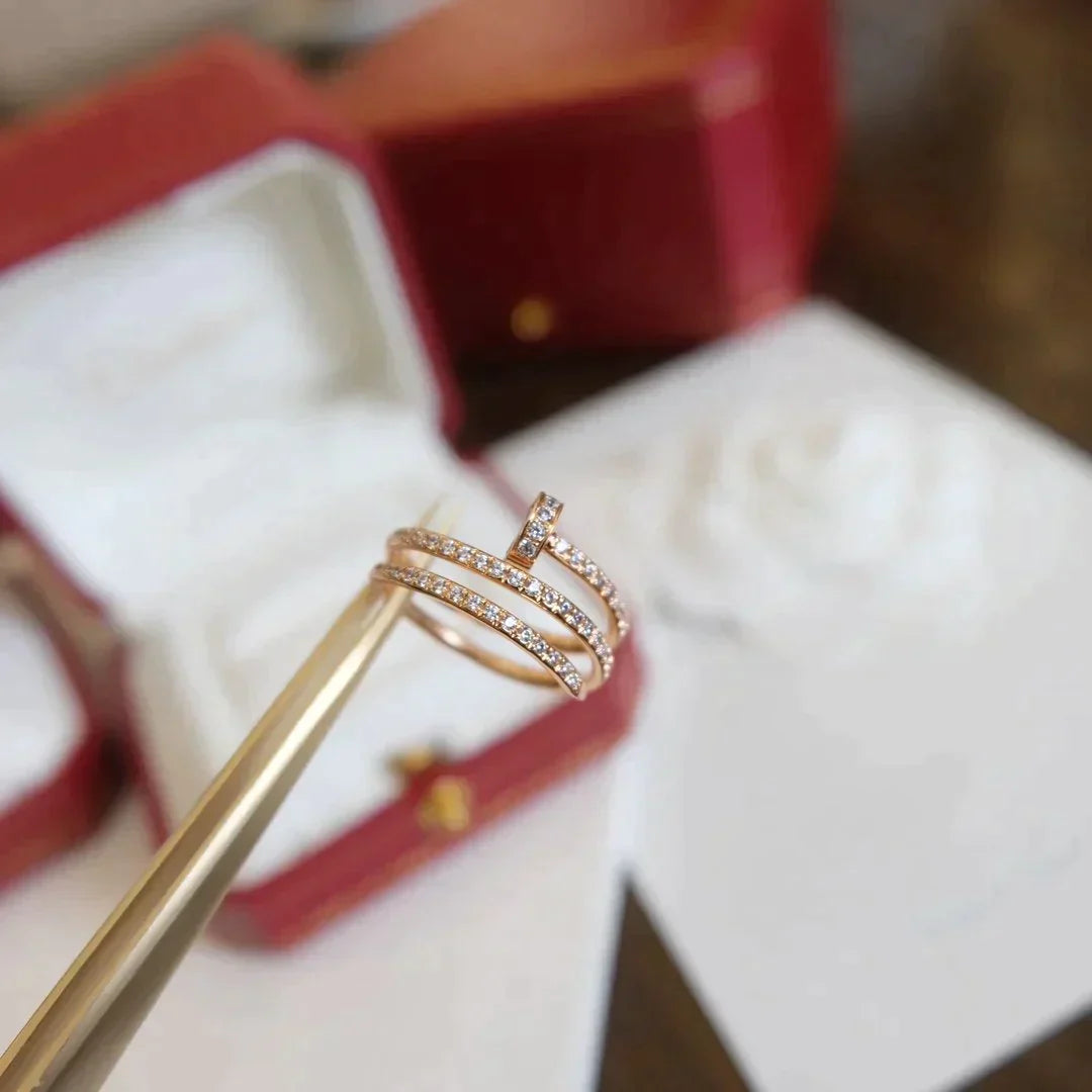 Juste Ring 1.8mm Rose Gold Double Row Diamonds – LUX VERSE Luxury Designer Fashion Outlet