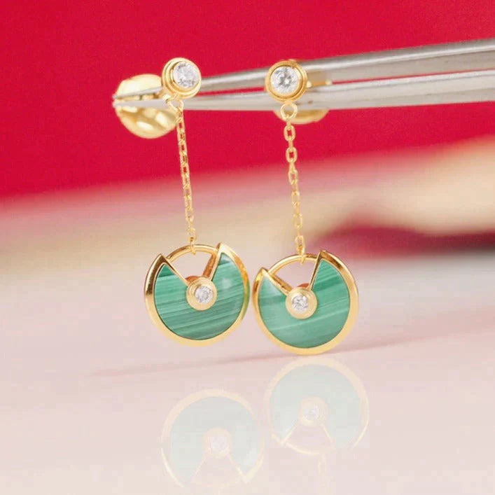 Amulette Drop Earrings Malachite Rose Gold – LUX VERSE Luxury Designer Fashion Outlet