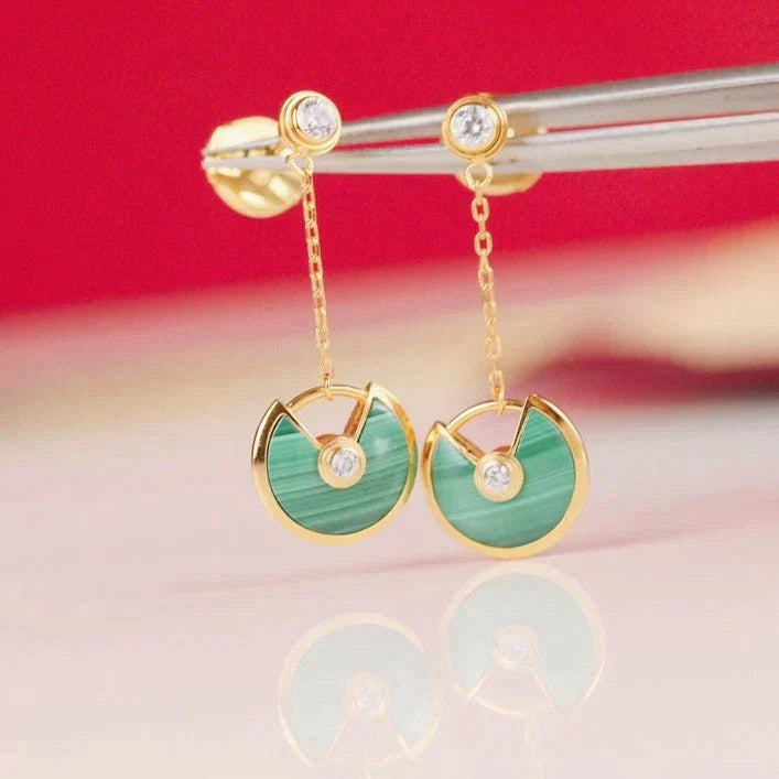 Amulette Drop Earrings Malachite Rose Gold – LUX VERSE Luxury Designer Fashion Outlet