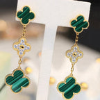Clover 3 Motif Malachite Diamond Earrings – LUX VERSE Luxury Designer Fashion Outlet