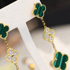 Clover 3 Motif Malachite Diamond Earrings – LUX VERSE Luxury Designer Fashion Outlet