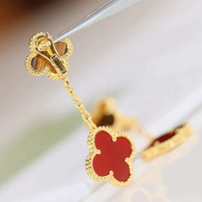 Clover  2 Motif  Tiger Eye Carnelian Earrings – LUX VERSE Luxury Designer Fashion Outlet