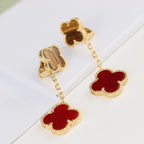 Clover  2 Motif  Tiger Eye Carnelian Earrings – LUX VERSE Luxury Designer Fashion Outlet