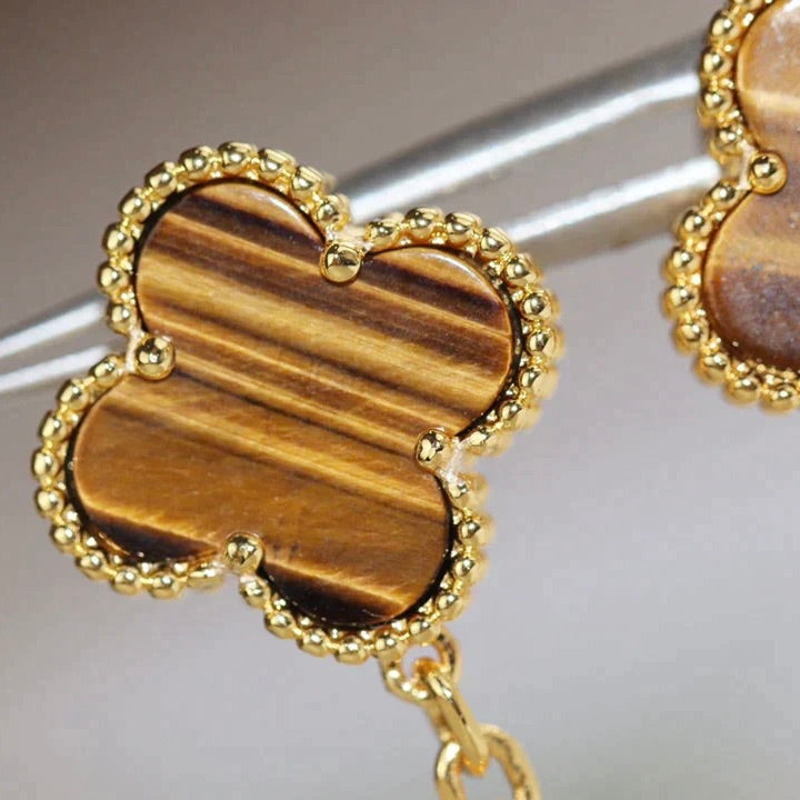 Clover  2 Motif  Tiger Eye Carnelian Earrings – LUX VERSE Luxury Designer Fashion Outlet