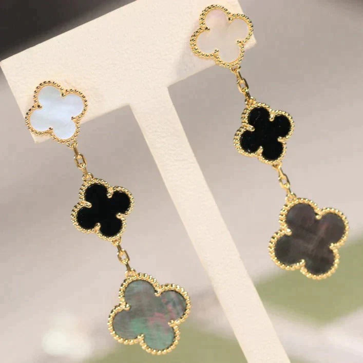 Clover 3 Motif Onyx Mop Earrings – LUX VERSE Luxury Designer Fashion Outlet