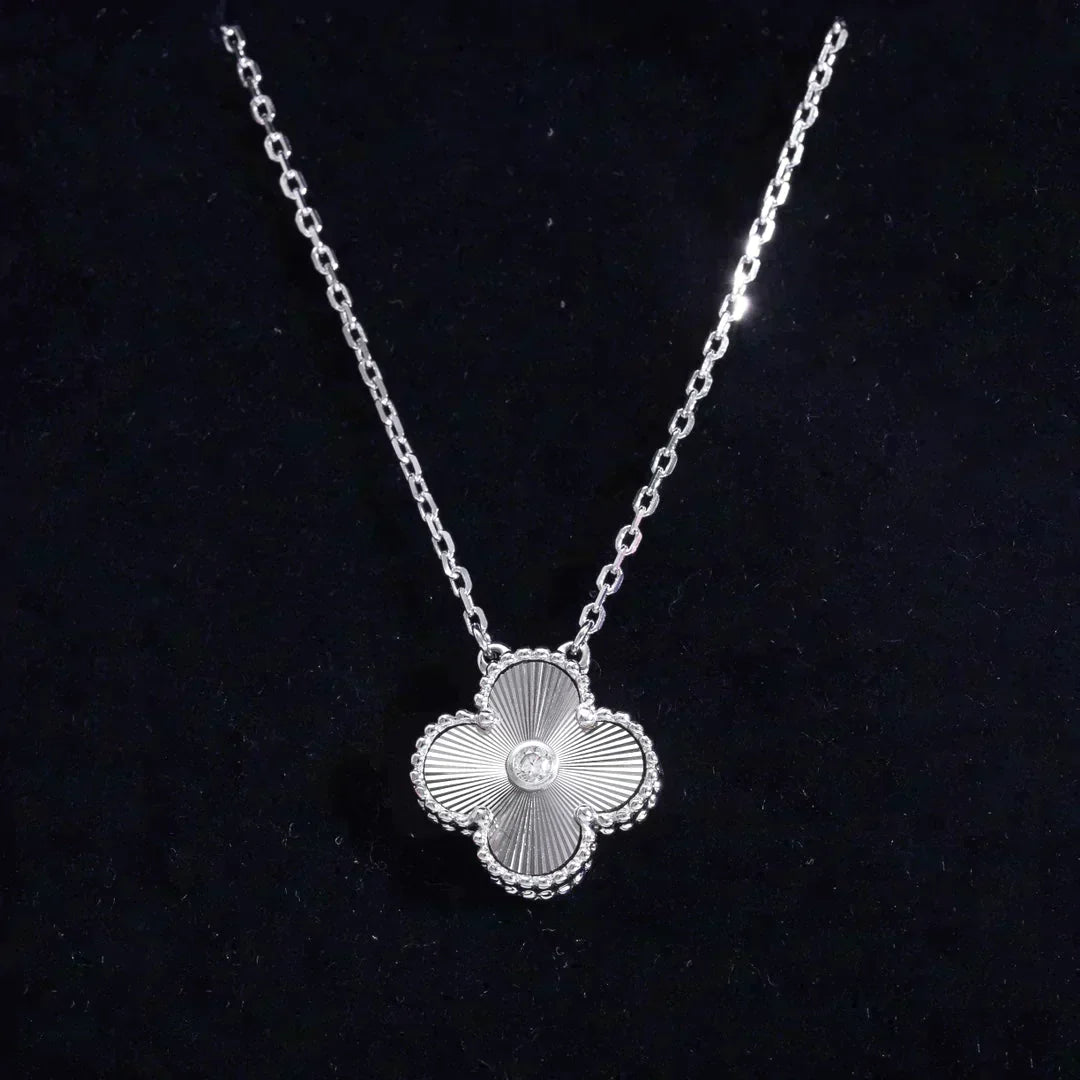 Clover  15mm Diamond Laser Necklace Silver – LUX VERSE Luxury Designer Fashion Outlet