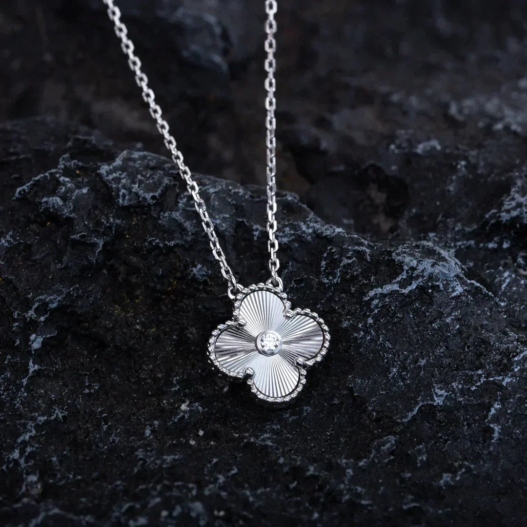 Clover  15mm Diamond Laser Necklace Silver – LUX VERSE Luxury Designer Fashion Outlet