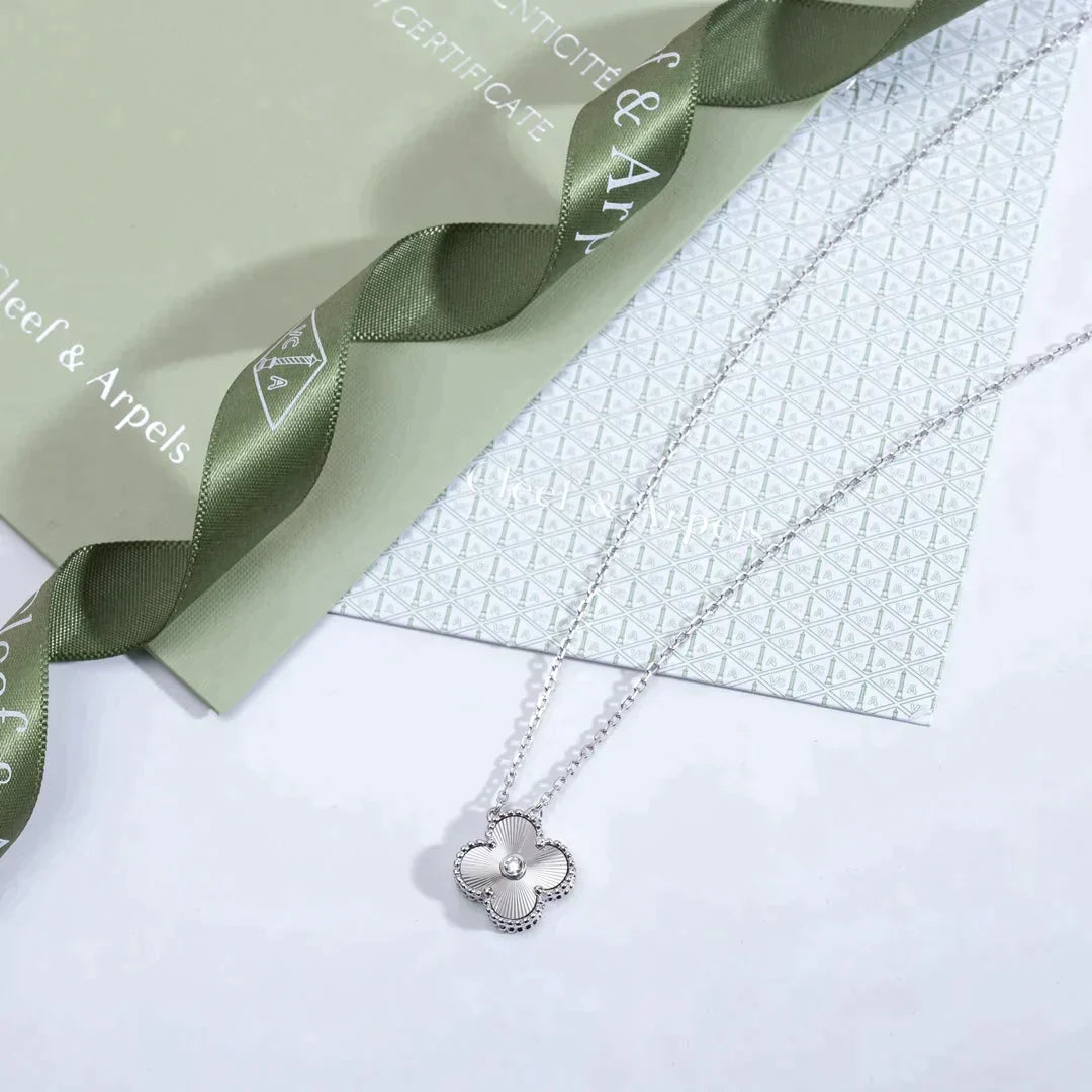 Clover  15mm Diamond Laser Necklace Silver – LUX VERSE Luxury Designer Fashion Outlet