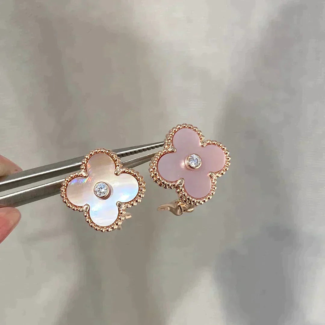 Clover Medium 1 Motifs  Pink Mop Diamond Earrings – LUX VERSE Luxury Designer Fashion Outlet