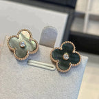Clover Medium 1 Motifs Gray Mop  Diamond Earrings – LUX VERSE Luxury Designer Fashion Outlet