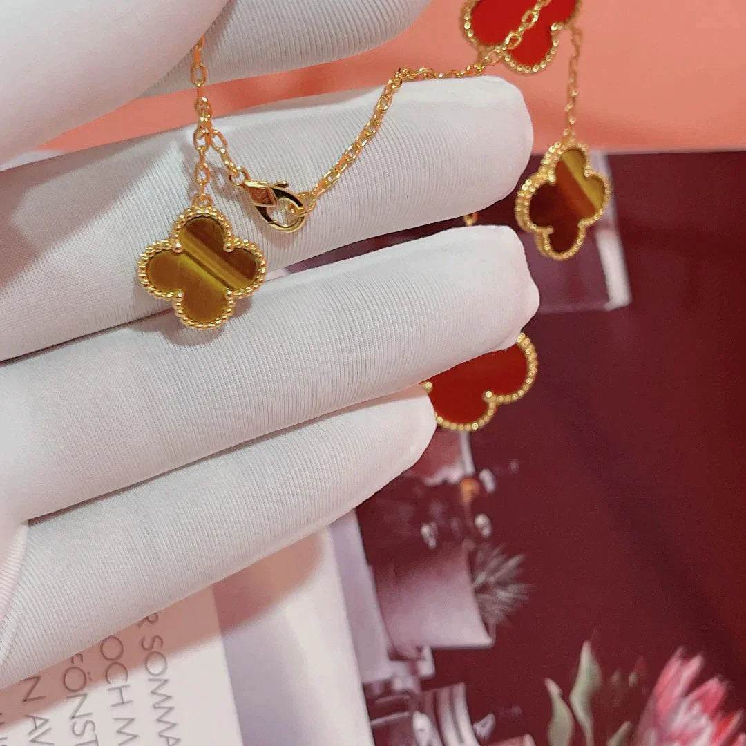 Clover Tiger Eye Carnelian Necklace 6 Motif – LUX VERSE Luxury Designer Fashion Outlet