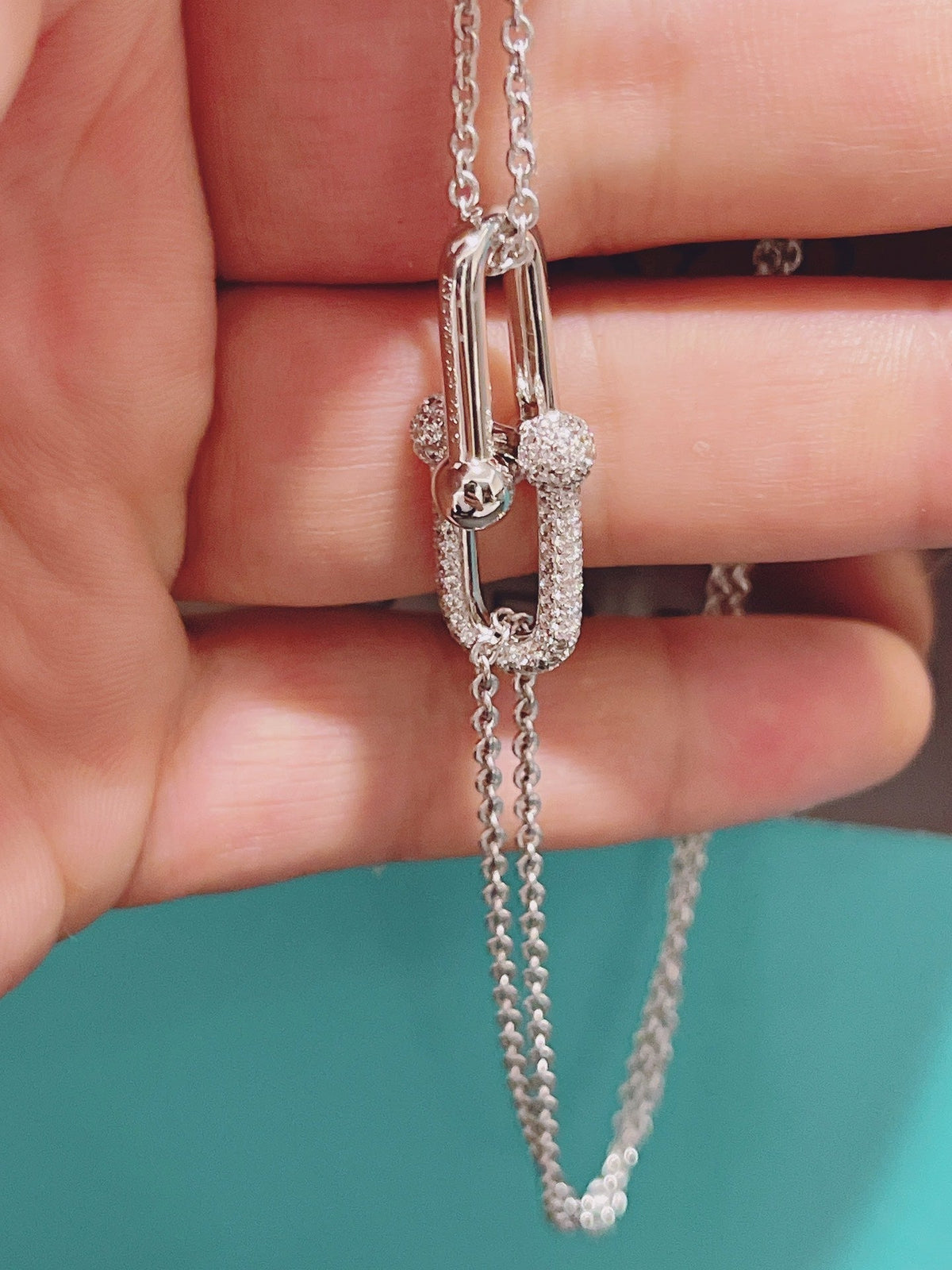 Hardwear Double Link Pedant Silver Diamond Necklace – LUX VERSE Luxury Designer Fashion Outlet