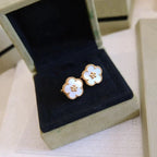 Lucky Plum Blossom White Mop  Earrings – LUX VERSE Luxury Designer Fashion Outlet