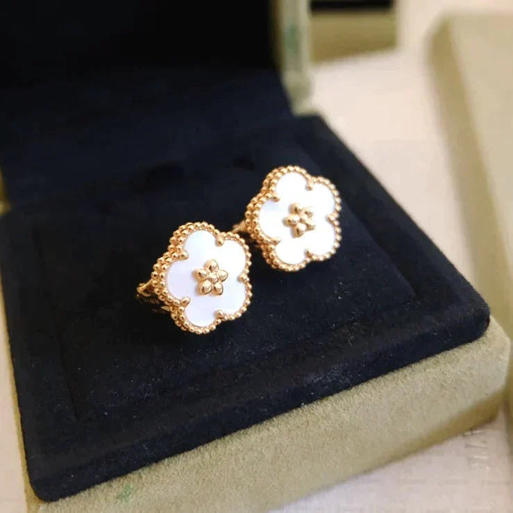 Lucky Plum Blossom White Mop  Earrings – LUX VERSE Luxury Designer Fashion Outlet
