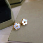 Lucky Plum Blossom White Mop  Earrings – LUX VERSE Luxury Designer Fashion Outlet