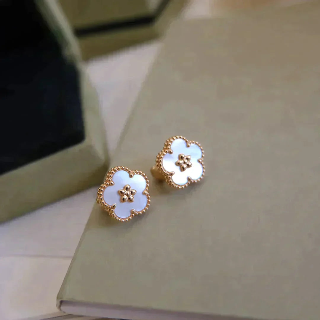 Lucky Plum Blossom White Mop  Earrings – LUX VERSE Luxury Designer Fashion Outlet