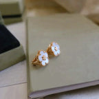 Lucky Plum Blossom White Mop  Earrings – LUX VERSE Luxury Designer Fashion Outlet
