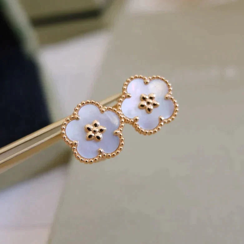 Lucky Plum Blossom White Mop  Earrings – LUX VERSE Luxury Designer Fashion Outlet