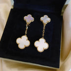 Clover 2 Motif White Mop Earrings – LUX VERSE Luxury Designer Fashion Outlet