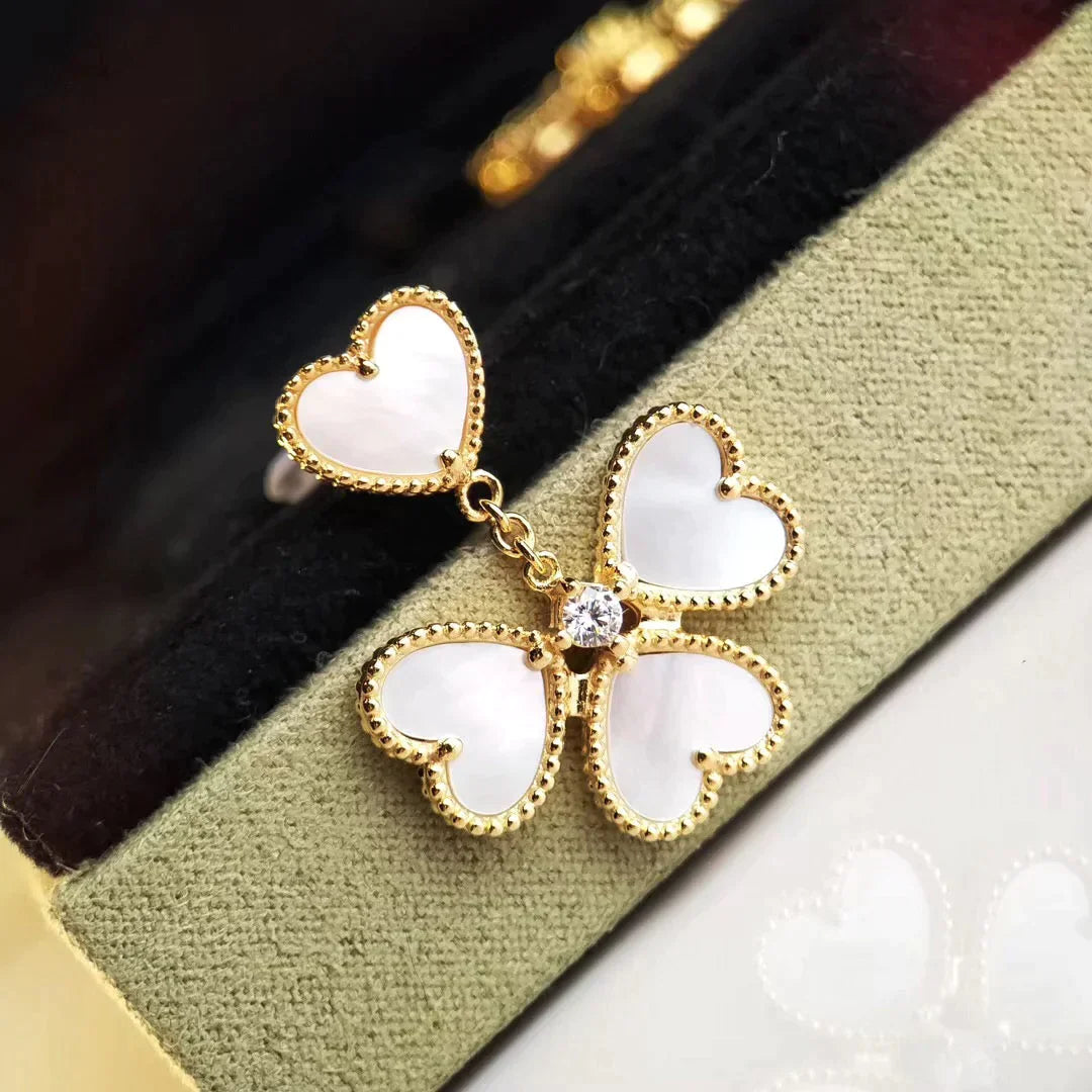 Clover Sweet White Mop Earrings – LUX VERSE Luxury Designer Fashion Outlet