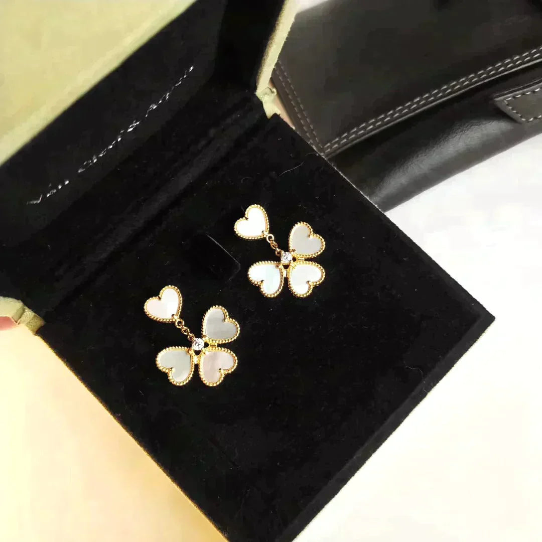 Clover Sweet White Mop Earrings – LUX VERSE Luxury Designer Fashion Outlet