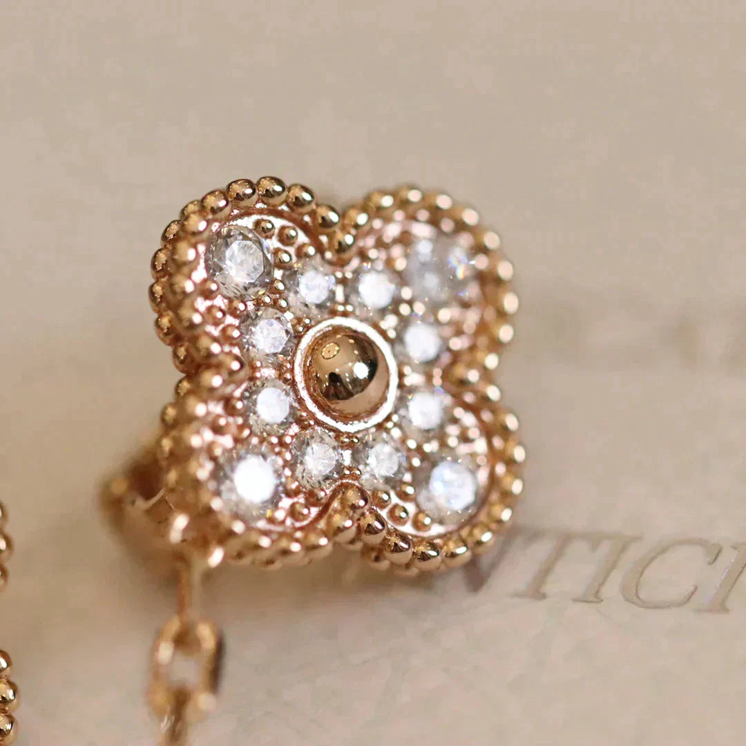 CLOVER MEDIUM 1 MOTIFS FUll DIAMOND EARRINGS – LUX VERSE Luxury Designer Fashion Outlet