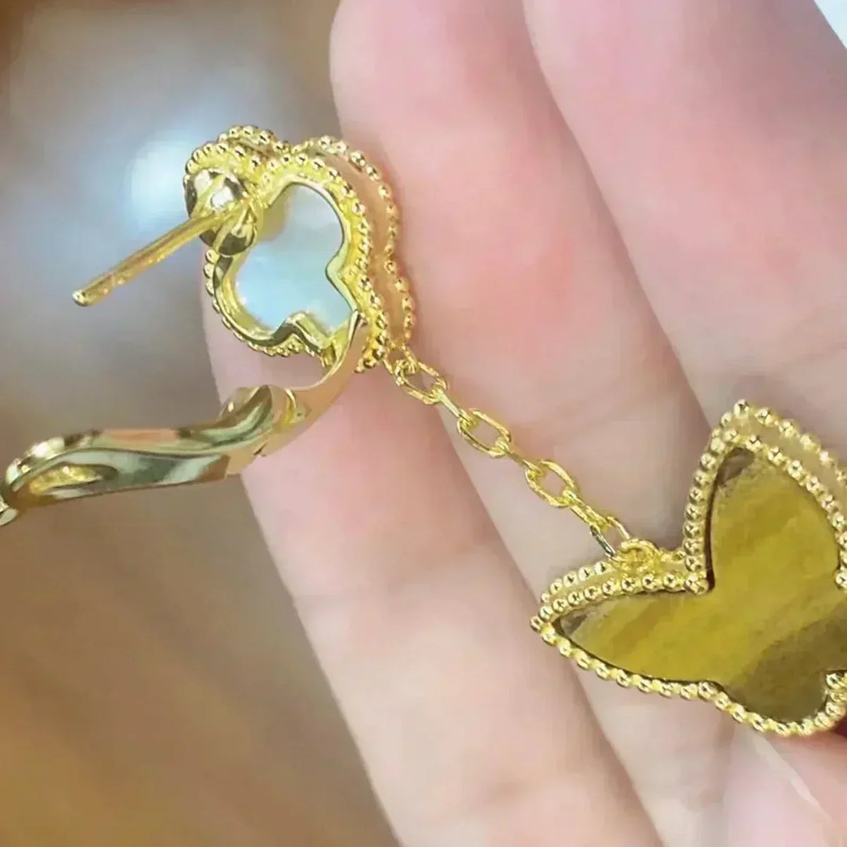 Lucky Butterfly Mop Tiger Eye Earrings – LUX VERSE Luxury Designer Fashion Outlet