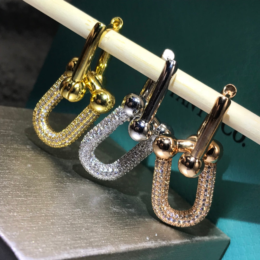 Hardware Drop Earrings Double Link Diamond – LUX VERSE Luxury Designer Fashion Outlet