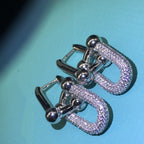 Hardware Drop Earrings Double Link Diamond – LUX VERSE Luxury Designer Fashion Outlet