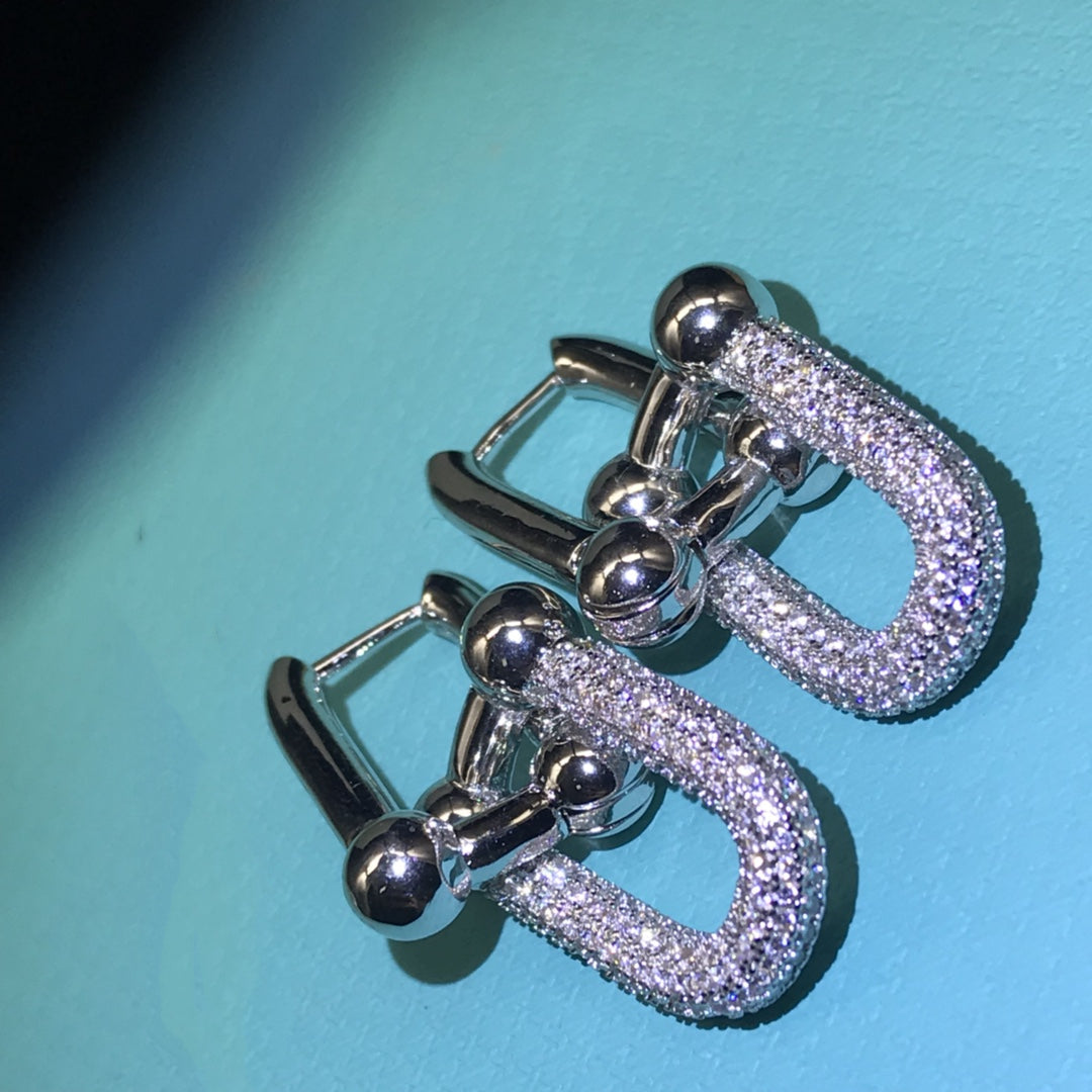 Hardware Drop Earrings Double Link Diamond – LUX VERSE Luxury Designer Fashion Outlet