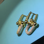 Hardware Drop Earrings Double Link Diamond – LUX VERSE Luxury Designer Fashion Outlet