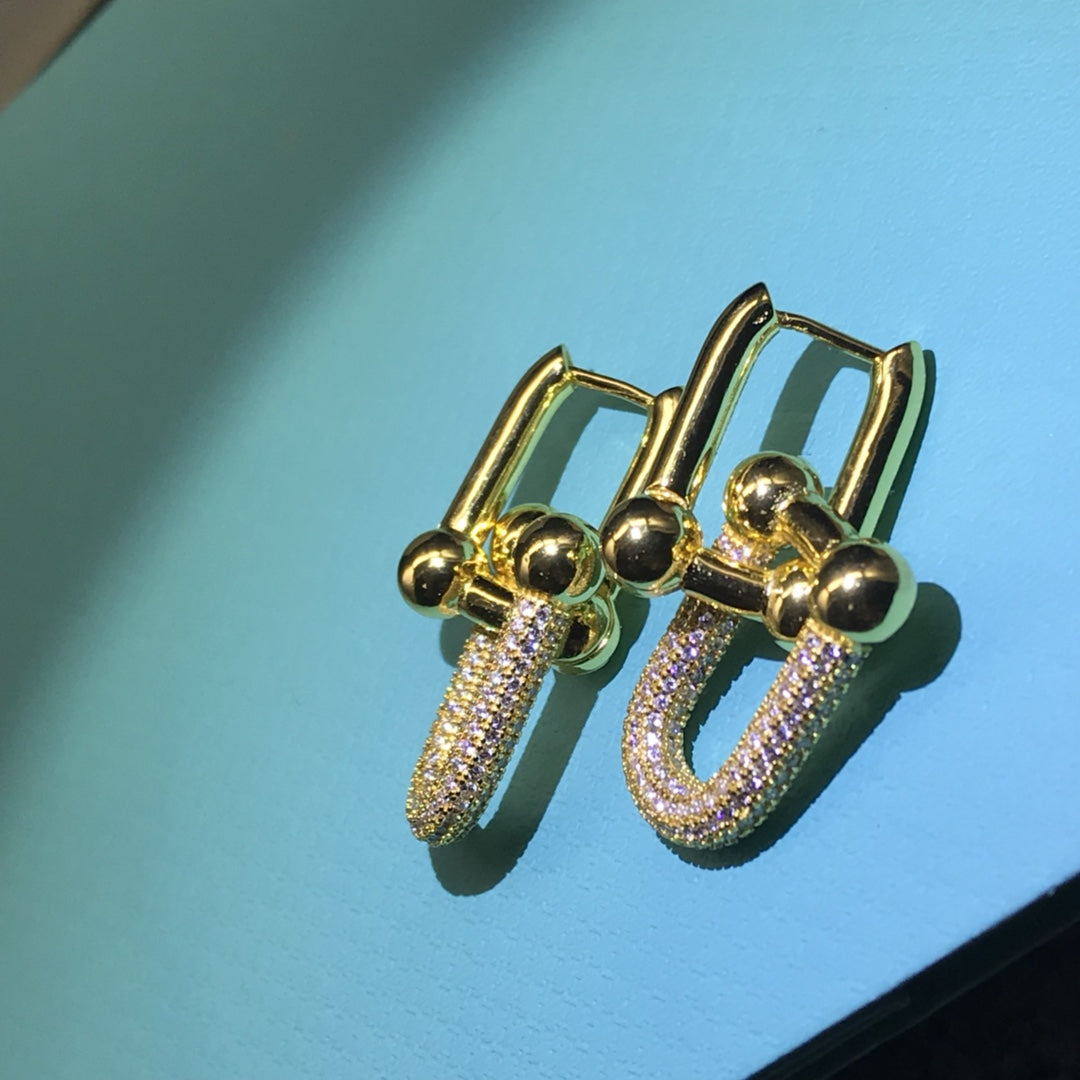 Hardware Drop Earrings Double Link Diamond – LUX VERSE Luxury Designer Fashion Outlet