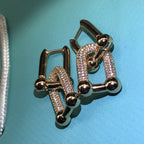 Hardware Drop Earrings Double Link Diamond – LUX VERSE Luxury Designer Fashion Outlet