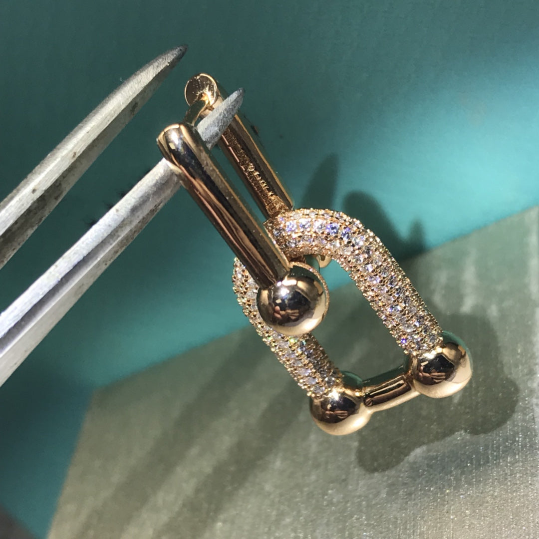 Hardware Drop Earrings Double Link Diamond – LUX VERSE Luxury Designer Fashion Outlet