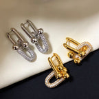 Hardware Drop Earrings Double Link Diamond – LUX VERSE Luxury Designer Fashion Outlet