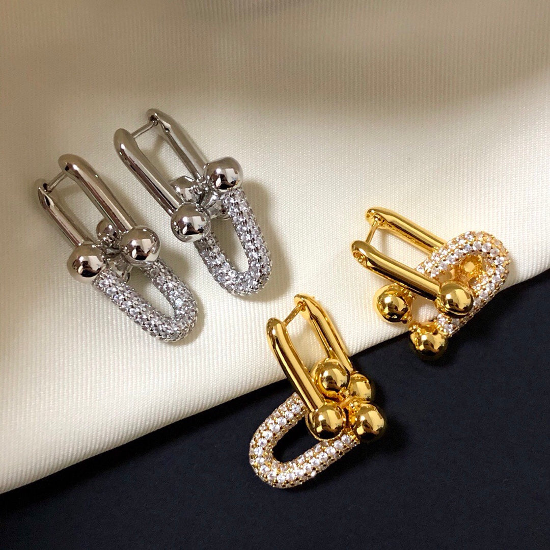 Hardware Drop Earrings Double Link Diamond – LUX VERSE Luxury Designer Fashion Outlet