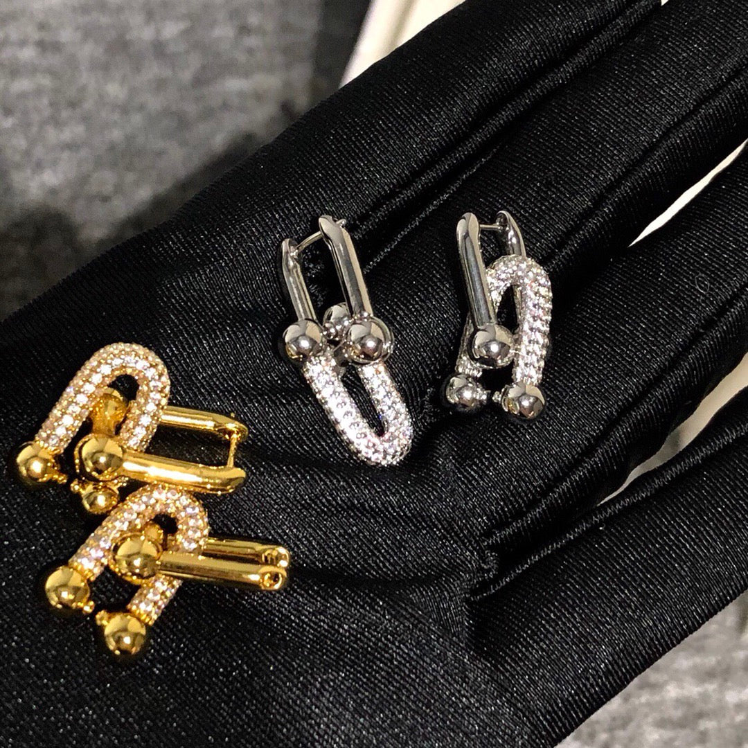 Hardware Drop Earrings Double Link Diamond – LUX VERSE Luxury Designer Fashion Outlet
