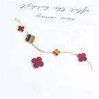 Magic Clover 5 Motifs Carnelian Tiger Eye Bracelet – LUX VERSE Luxury Designer Fashion Outlet