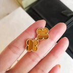 Clover Medium 1 Motifs Tiger Eye Earrings – LUX VERSE Luxury Designer Fashion Outlet