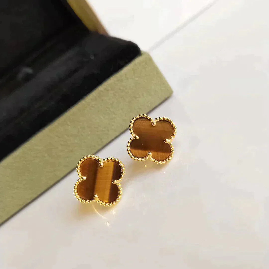Clover Medium 1 Motifs Tiger Eye Earrings – LUX VERSE Luxury Designer Fashion Outlet